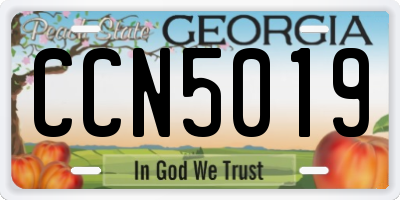 GA license plate CCN5019