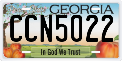 GA license plate CCN5022