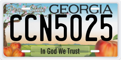 GA license plate CCN5025