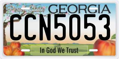 GA license plate CCN5053