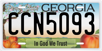 GA license plate CCN5093