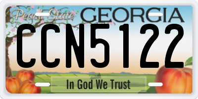 GA license plate CCN5122