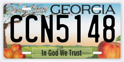 GA license plate CCN5148