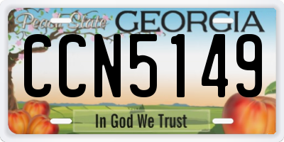 GA license plate CCN5149