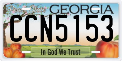 GA license plate CCN5153