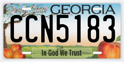 GA license plate CCN5183