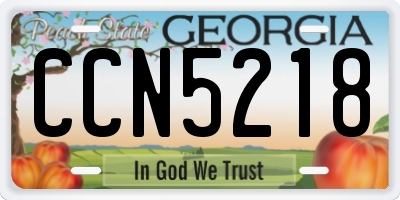 GA license plate CCN5218