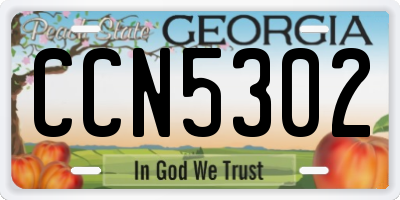 GA license plate CCN5302