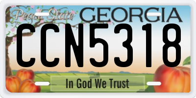 GA license plate CCN5318
