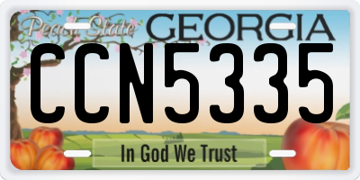 GA license plate CCN5335