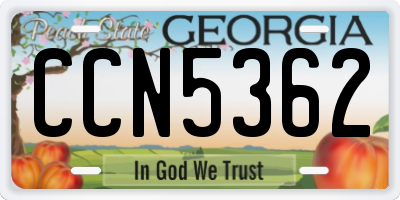 GA license plate CCN5362