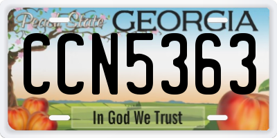 GA license plate CCN5363