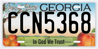 GA license plate CCN5368