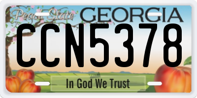 GA license plate CCN5378