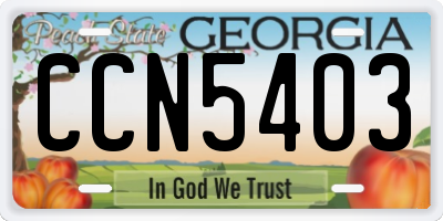 GA license plate CCN5403