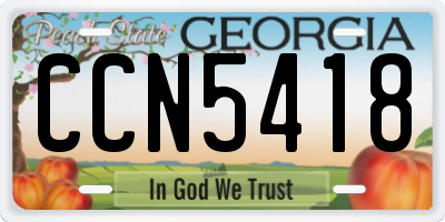 GA license plate CCN5418