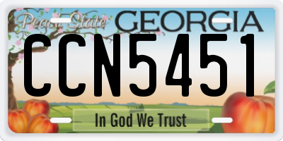 GA license plate CCN5451