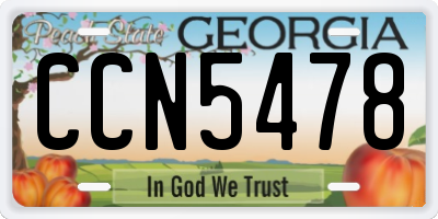 GA license plate CCN5478