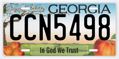 GA license plate CCN5498