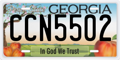 GA license plate CCN5502