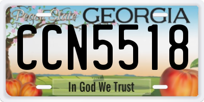 GA license plate CCN5518