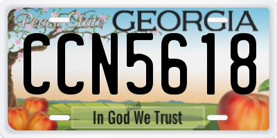 GA license plate CCN5618