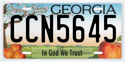 GA license plate CCN5645