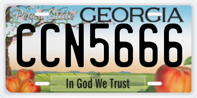 GA license plate CCN5666
