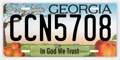 GA license plate CCN5708