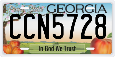 GA license plate CCN5728