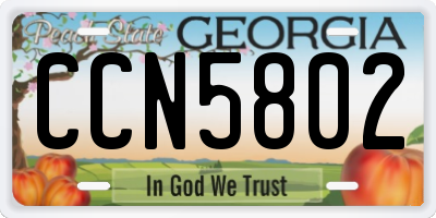 GA license plate CCN5802