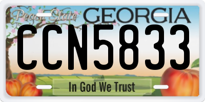 GA license plate CCN5833