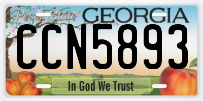 GA license plate CCN5893