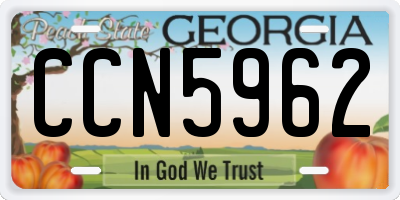 GA license plate CCN5962