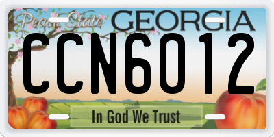 GA license plate CCN6012