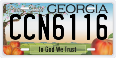 GA license plate CCN6116