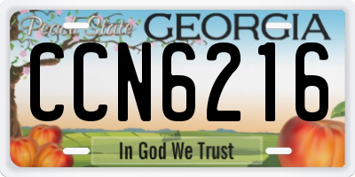 GA license plate CCN6216
