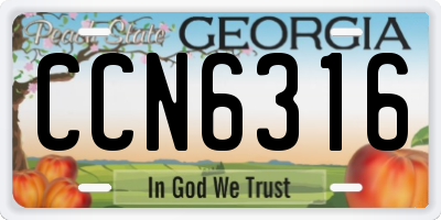 GA license plate CCN6316