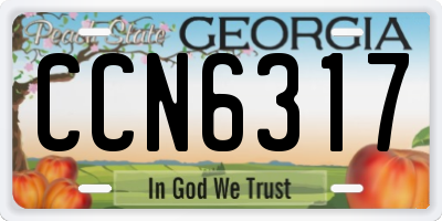 GA license plate CCN6317