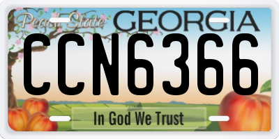 GA license plate CCN6366
