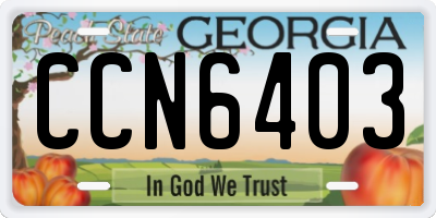 GA license plate CCN6403