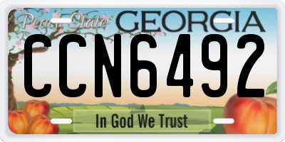 GA license plate CCN6492