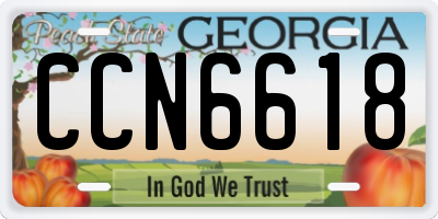 GA license plate CCN6618