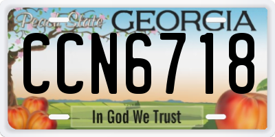 GA license plate CCN6718