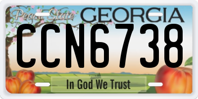GA license plate CCN6738