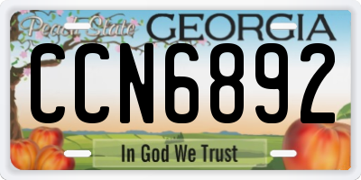 GA license plate CCN6892