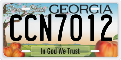GA license plate CCN7012