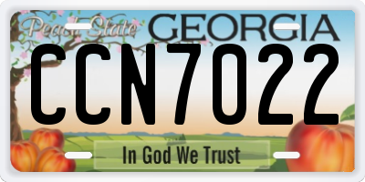 GA license plate CCN7022