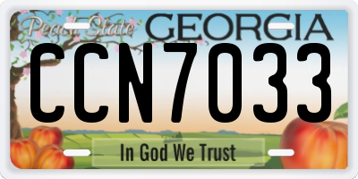 GA license plate CCN7033