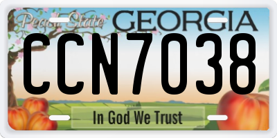 GA license plate CCN7038